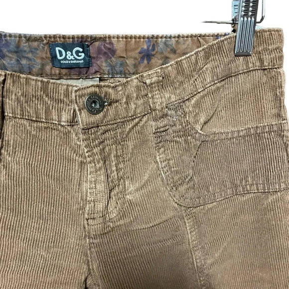 Dolce & Gabbana Lovely Corduroy‎ Brown Straight Y2K Pants Size 40 / 26 - Picture 5 of 11
